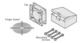Fan, finger guard, mounting screws